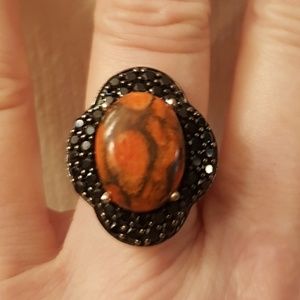 Mojave Orange Turquoise/TB Spinel Sterling Size 9